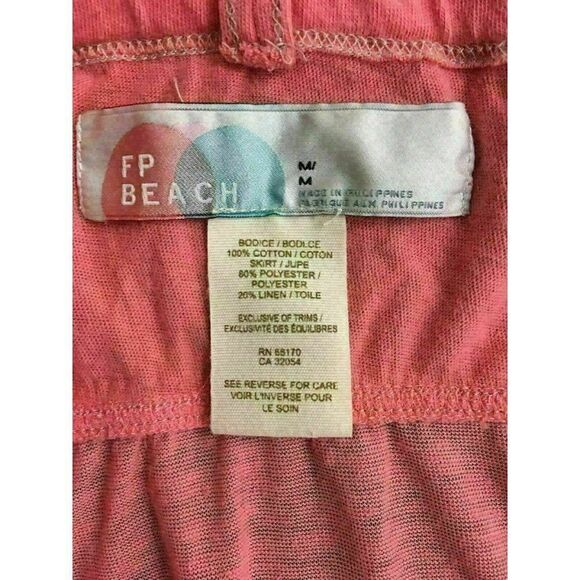Free People Beach Womens Solid Pink Spaghetti Strap Tank Top Cami Cotton Medium - Picture 6 of 6